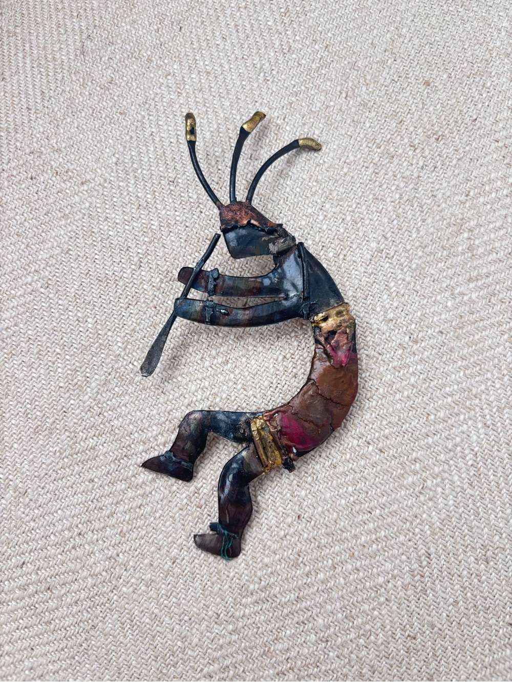 Large Mixed Metal Brass and Copper Kokopelli  Pin
